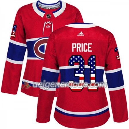 Dame Eishockey Montreal Canadiens Trikot Carey Price 31 Adidas 2017-2018 Rot USA Flag Fashion Authentic